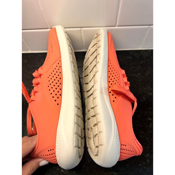 Crocs Women's Lace Up Literide Pacer Trainers Fresco‎ Sneakers Shoes Orange W9 - Picture 9 of 11